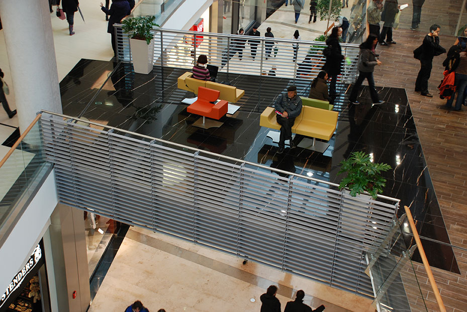 View of walk way in shopping center