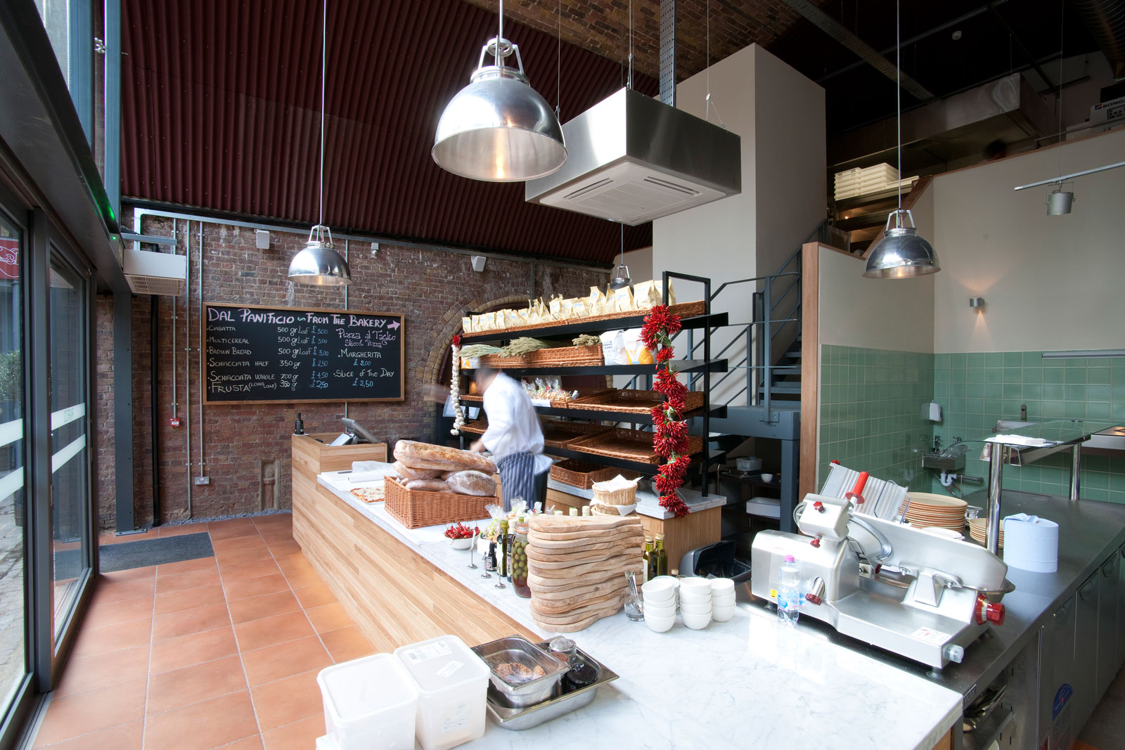 View of kitchen prep area in nice restaurant